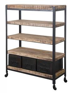 Estantería Industrial y Vintage Hierro Metal y Madera de Mango con Cajones para Sala de Estar Villa Casa de campo Muebles generales para el hogar - Product Image 5