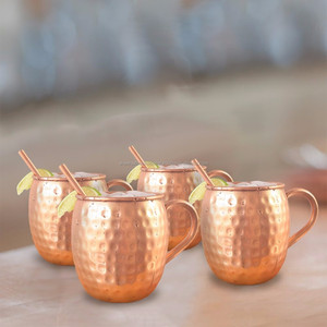 Taza de mula de Moscú de cobre y Metal Vintage de 18oz, taza de cerveza de agua con tapa para el hogar, Hotel, restaurante, uso en la cocina - Product Image 4