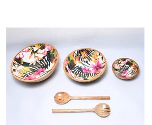 การออกแบบที่ดีที่สุดเคลือบพิมพ์ไม้ครัวเรือนชามสลัดโบราณการออกแบบห้องครัวโรงแรมบ้านร้านอาหารใช้ในราคาที่แข่งขัน - Product Image 2