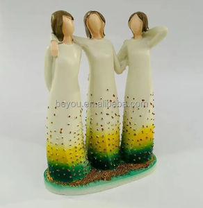Figuritas de hermandad Chi <span class=keywords><strong>Eta</strong></span> Phi estatuas hechas a mano de resina verde amarillo mujeres ornamento regalo para ocasión festiva decoración de estante de escritorio - Product Image 3