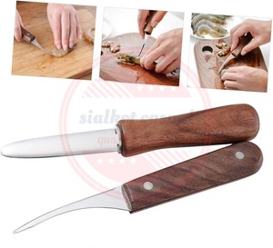 ที่กําหนดเองมืออาชีพด้ามไม้ครัวมีดเชฟสแตนเลส 1 ชิ้นมีดปอกเปลือกหอยนางรม - Product Image 3