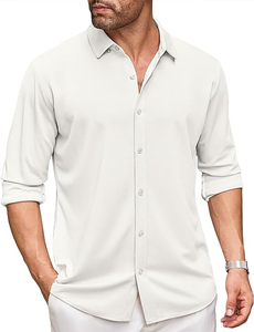 ชุดเดรสกระดุมแบบคลาสสิกสำหรับผู้ชายเสื้อเชิ้ตผ้าฝ้ายสั่งทำตามแบบผู้ผลิต OEM - Product Image 2