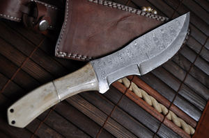 Rastreador de acero de Damasco casero de alta calidad, cuchillo para acampar al aire libre | Cazadores profesionales, cuchillos rastreadores, logotipo personalizado - Product Image 2