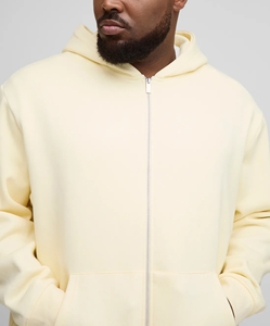 Sweat à capuche zippé personnalisé pour homme, tendance, en Spandex/Polyester, épais, couleur unie, épaules tombantes, confortable, collection automne - Product Image 5