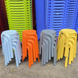 Chaise tabouret meubles de maison tabouret en plastique chaises chaise de haute qualité en plastique coloré rond empilable tabouret en plastique pied antidérapant - Product Image 6