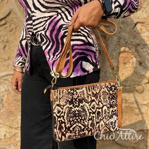 New Fashionable Animal Print Cowhide Leather Crossbody Handbag High Quality Real Handmade <b>Genuine</b> Leather Women's Wristlet Purse - Product Image 1