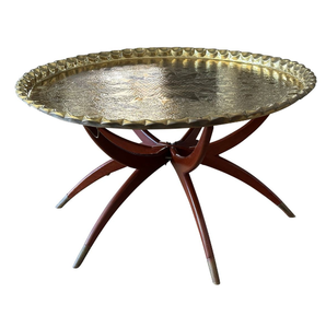Table Marocaine Design Gravé Dessus En Métal Doré Meilleure Qualité Table Marocaine Meubles De Maison Meubles De Salon En Métal - Product Image 5