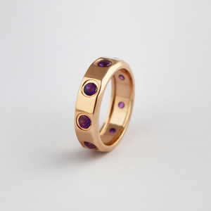 Anillo Unisex de boda de compromiso de declaración gruesa de amatista de Plata de Ley 925 regalo - Product Image 3