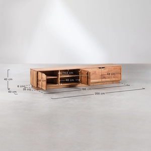 Soportes de TV de madera modernos Unidad de entretenimiento Gabinete multimedia con cajones para sala de estar Dormitorio u oficina para hoteles y villas - Product Image 6