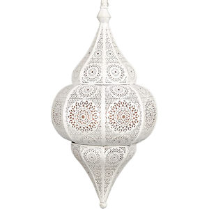 Lámpara colgante de metal estilo marroquí blanca, hecha a mano, vintage, para decoración del hogar, interiores y eventos. - Product Image 1