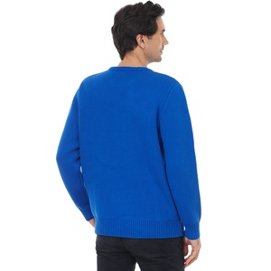 Suéter de algodón con cuello en V y lana con patrón de Jacquard de alta calidad para hombre, ropa de punto encogida de hombros de invierno elegante personalizada, rayas transpirables - Product Image 6