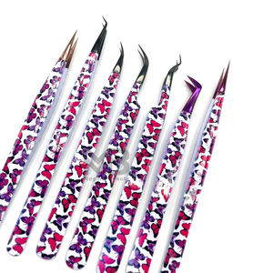 Pince à épiler à extension de cils enduite de papier papillon avec logo personnalisé pince à cils en acier inoxydable japonais pointes plasma poignée unie - Product Image 5