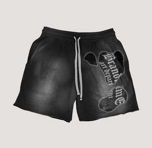 Ensemble Short et T-Shirt personnalisés de style vintage pour hommes, deux pièces de survêtement d'été délavé à l'acide, sérigraphie T-shirt court et short - Product Image 5