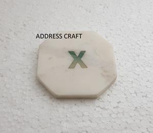 Best Price Indian Handmade Marble Wood <b>and</b> Metal Round Shape White <b>and</b> <b>Blue</b> Color <b>Coasters</b> Set Kitchenware Table Decorate Used - Product Image 4