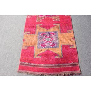 Alfombra turca de lana étnica roja naranja de 2,3x10,3 pies, patrón de retazos de área grande para pasillo, dormitorio, látex de 10mm de espesor, nuevo - Product Image 4
