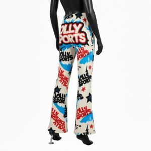 Pantalones de Mujer con Corte Acampanado, Algodón Premium, Poliéster y Felpa, 280 GSM, Tacto Suave, Base Crema, Estampado Gráfico Atrevido, Logotipo Personalizado - Product Image 5