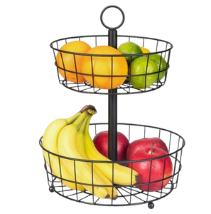 Panier de fruits en métal de couleur noire de style unique écologique Panier de fruits de stockage de légumes en métal Panier de fruits filaire en aluminium - Product Image 2