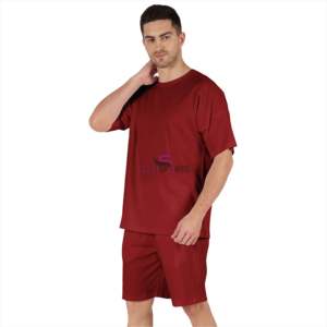 Conjunto de ropa de dormir para hombre, Top y pantalones cortos suaves, 2 piezas, algodón - Product Image 6