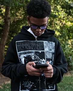 Sweat à capuche en coton 100% imprimé sur mesure, noir, série High Street, lavage à l'acide, sweat à capuche surdimensionné, lavage à la pierre, vintage - Product Image 1