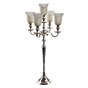 Matt <b>Black</b> <b>Candelabra</b> With Crystal Glittering Glam Cut Glass Candle Holder Hand Carved Aluminum for Indoor & Outdoor Lightening - Product Image 3