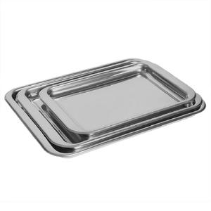 Juego de bandejas con acabado pulido de alta calidad de forma rectangular para servir en casa o catering, bandeja de acero decorativa funcional para eventos - Product Image 1