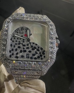 Luxury <b>Men's</b> Stainless Steel Rectangle Mechanical Iced Moissanite Brilliant Diamond <b>Bracelet</b> <b>Watch</b> Water Resistant Box Packing - Product Image 5