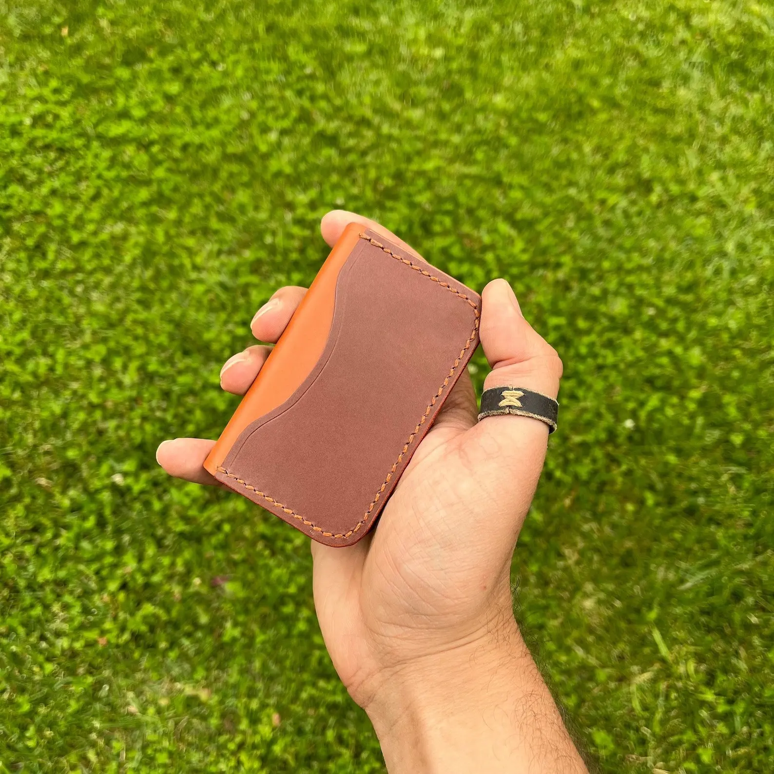 Handmade Leather Card Holders Hand Stitched Personalized Wallet Boyfriend Gift For Men Front Pocket Every Day Carry LCR-0065