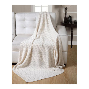 Manta tejida de punto de gofres de lana de lujo de alta calidad 100% algodón orgánico suave cómodo al por mayor último diseño - Product Image 4