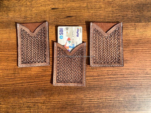 เคสใส่บัตรเครดิตทรงสี่เหลี่ยมผืนผ้าหนังถือด้วยมือขนาดเล็กน่ารักแบบตะวันตก - Product Image 3