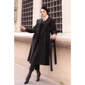 เสื้อโค้ทผ้าแคชเมียร์แขนบอลลูนสีดำ - Product Image 4