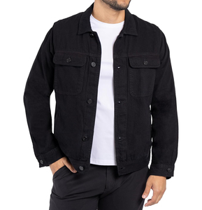 2025 nouveauté mode Streetwear Denim veste haute qualité conception personnalisée hommes déchiré bouton avant Denim noir jean veste - Product Image 1