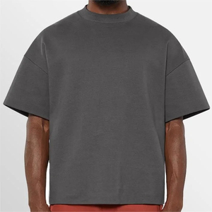 Alta calidad 200gsm 100% algodón Impresión logotipo personalizado cuello redondo manga corta de gran tamaño liso teñido en blanco camiseta para Hombres estilo Formal - Product Image 3