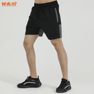 Top vente hommes haute rue décontracté coton Shorts respirant taille moyenne conception cordon tricoté solide léger - Product Image 1