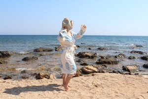 Turkish Cotton Bathrobe <b>Quick</b> <b>Drying</b> Hooded Patterned Soft Bathrobe Pool Beach Spa Home Washable Good Quality Reasonable Price - Product Image 2