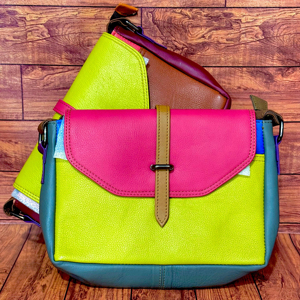 Sac messager à bandoulière vintage de luxe pour dames en cuir brillant sangle réglable Chic couleur-fermeture à rabat pop avec bouton - Product Image 1