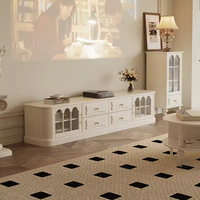 Ensemble meuble TV et table basse de luxe moderne avec fonction de rangement, en bois massif blanc, pour salon