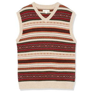 Gilet cardigan unisexe tendance à col en V en laine/nylon pour l'hiver, respirant, anti-rétrécissement, anti-plis, à motif rayé - Product Image 6