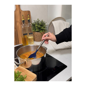 Cuillère à mélanger en silicone résistant à la chaleur avec manche en acier inoxydable, ustensile de cuisine durable pour la cuisson et la mise en conserve - Product Image 1