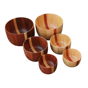 Ensemble de bols en bois écologiques Accessoires de cuisine faits à la main Bols en bois Bols de service rustiques - Product Image 1