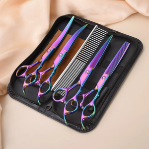 Ensemble de ciseaux de coupe et d'éclaircissage professionnels pour salon de beauté, barbier, coiffeur, en acier inoxydable tranchant, pour droitiers, 4Cr13 - Product Image 2