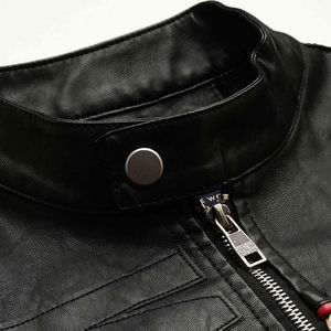 2025 haute qualité vêtements de rue fermeture éclair Style hommes veste en cuir respirant col montant à manches longues veste en cuir - Product Image 5