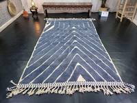Tapis marocain mignon Beni Ourain Shaggy en laine de mouton tufté bleu acier tapis berbère tapis noué tapis de sol de taille personnalisée