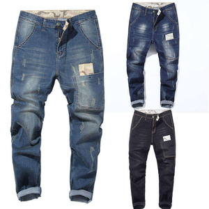 2025 Nouveau Jean en Denim Droit Moderne Homme Haute Qualité Coupe Classique Effet Vieilli Logo Personnalisé Respirant Printemps-Été - Product Image 1