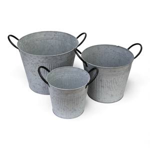 Pot de fleurs en métal galvanisé à motif gaufré simple pour la décoration de jardin rustique de style ferme - Product Image 6