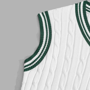 Venta al por mayor 2025 nuevos suéteres de los hombres sin mangas de diseño personalizado Jacquard Cardigan suéter Chaleco de punto prendas de vestir exteriores de moda OEM ODM - Product Image 5