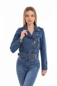 Veste en jean tendance pour femmes, style 2024, mode, déchirée, délavée à l'acide, unie, streetwear, veste en jean élégante, denim tendance - Product Image 3