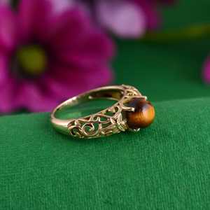 แหวนทองเหลืองลายเสือตาเสือสไตล์โบฮีเมียน ชุบทอง 18k ลายฉลุดอกไม้ แหวนขายส่งสำหรับผู้หญิง - Product Image 2