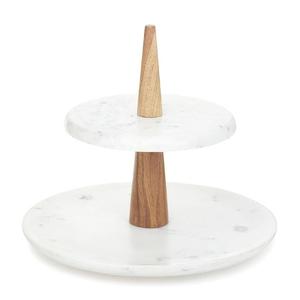 Support à gâteau standard à 2 niveaux en marbre Plat de service pliant en métal pour les célébrations d'anniversaire et le dîner décoratif - Product Image 2