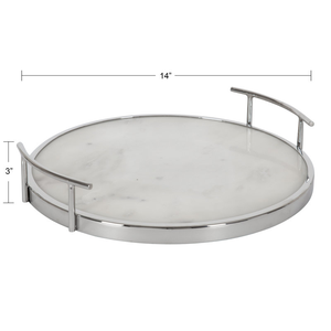 Bandeja de servicio de mármol plateado de lujo para bodas y decoración de Ramadán Nuevo diseño tradicional Decoración para el hogar hecha de mármol y metal - Product Image 3