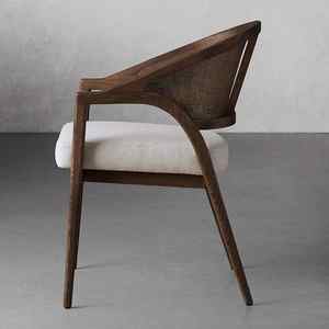Modern Nordic Design Light Luxury <b>Vintage</b> Solid <b>Wood</b> Rattan Dining <b>Chair</b> Japanese Backrest for Home Furniture Leisure Popular - Product Image 3